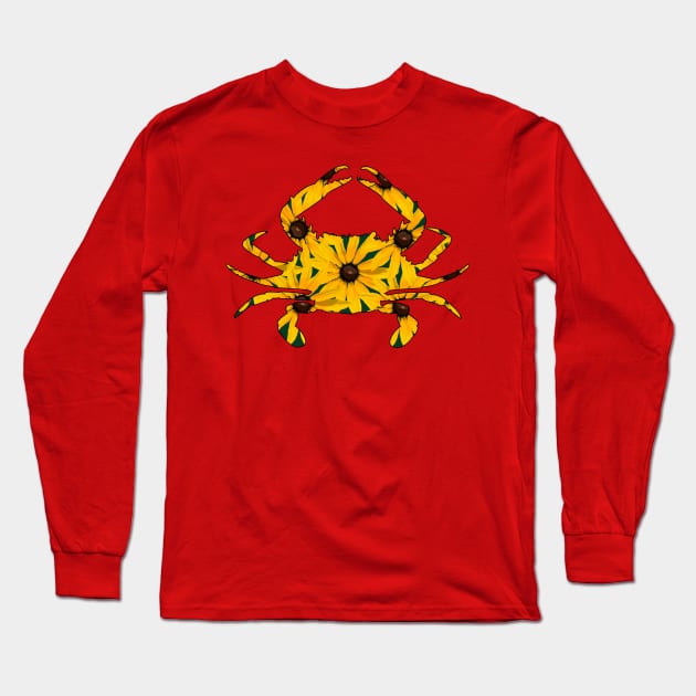 Black Eyed Susan Crab (Red) Long Sleeve T-Shirt by ziafrazier